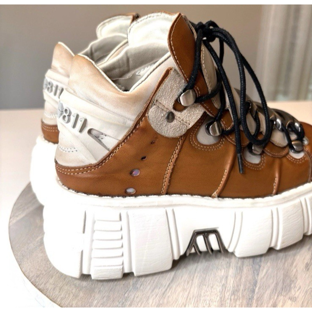 Goth Platform Boots – Brown Leather, Heavy Chunky Sole – Women’s 8.5 - Picture 5 of 9